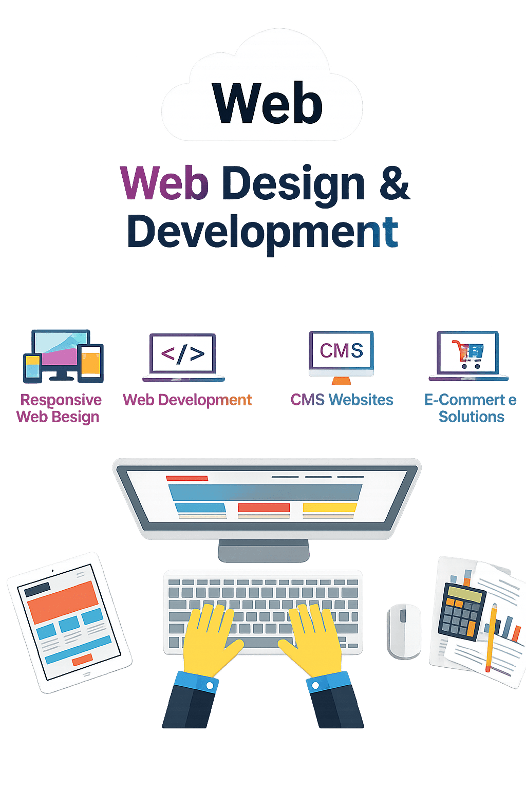 Digital marketing services this image showing website development icons